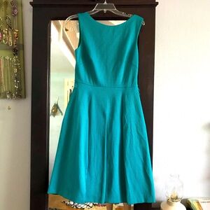 Badgley Mischka Pleated A-Line Teal Dress